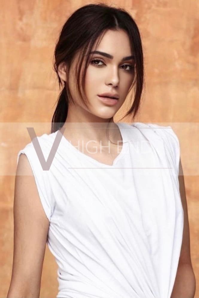 High class model Martina is posing in white t-shirt